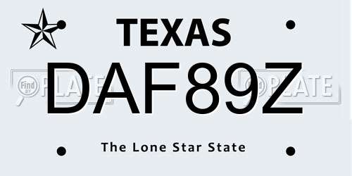 DAF89Z Texas License Plate