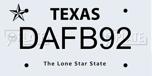 DAFB92 Texas License Plate