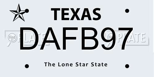 DAFB97 Texas License Plate