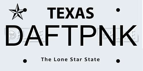 DAFTPNK Texas License Plate