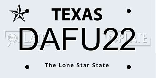 DAFU22 Texas License Plate