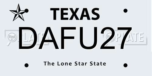 DAFU27 Texas License Plate
