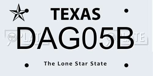 DAG05B Texas License Plate