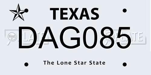 DAG085 Texas License Plate