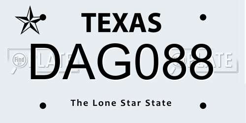 DAG088 Texas License Plate