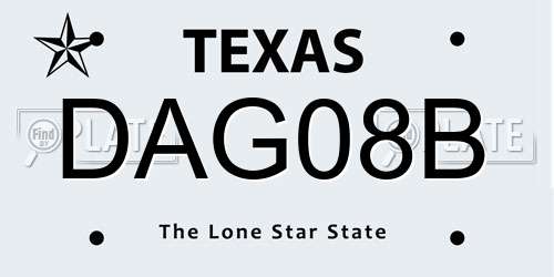DAG08B Texas License Plate