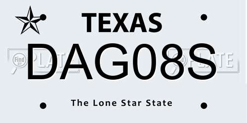 DAG08S Texas License Plate