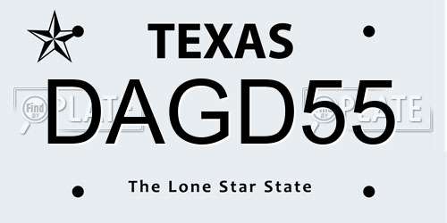DAGD55 Texas License Plate