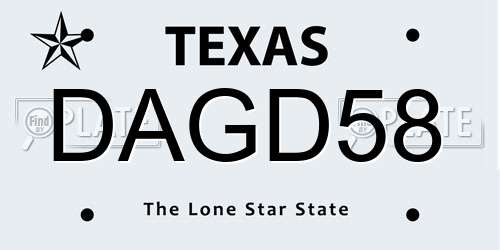DAGD58 Texas License Plate