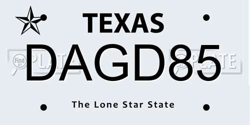 DAGD85 Texas License Plate