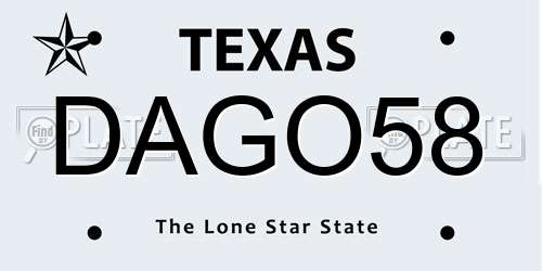 DAGO58 Texas License Plate