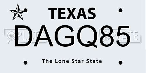 DAGQ85 Texas License Plate