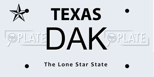 DAK Texas License Plate