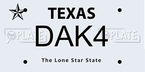 DAK4 Texas License Plate