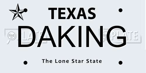DAKING Texas License Plate