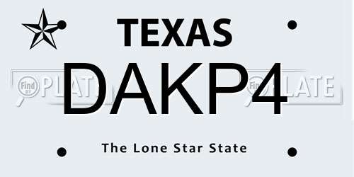 DAKP4 Texas License Plate