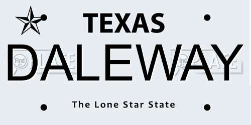 DALEWAY Texas License Plate