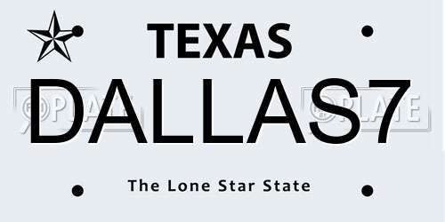 DALLAS7 Texas License Plate
