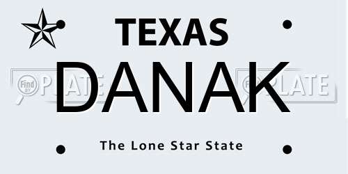 DANAK Texas License Plate