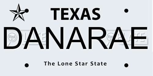 DANARAE Texas License Plate