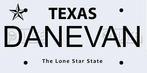 DANEVAN Texas License Plate