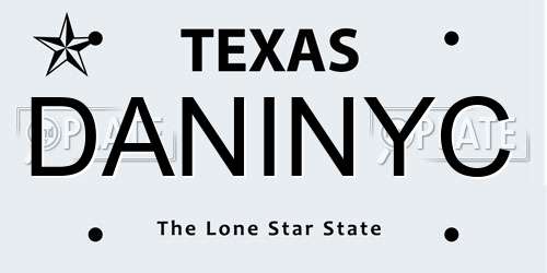 DANINYC Texas License Plate