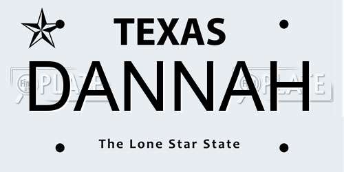 DANNAH Texas License Plate