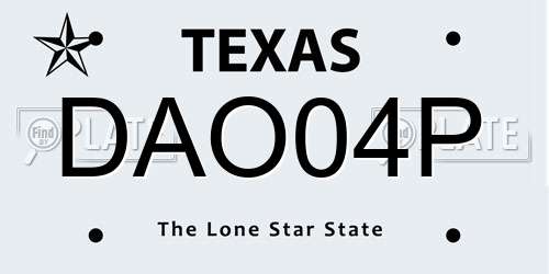 DAO04P Texas License Plate