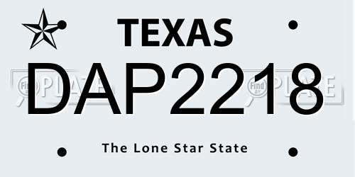 DAP2218 Texas License Plate