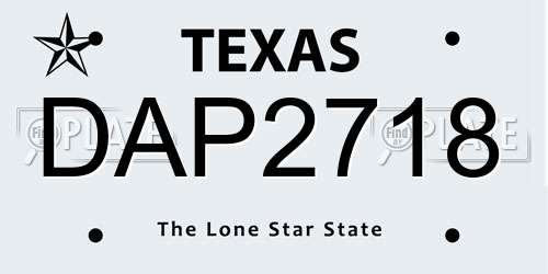 DAP2718 Texas License Plate