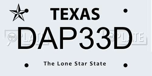 DAP33D Texas License Plate