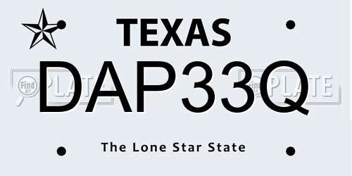 DAP33Q Texas License Plate