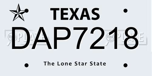 DAP7218 Texas License Plate