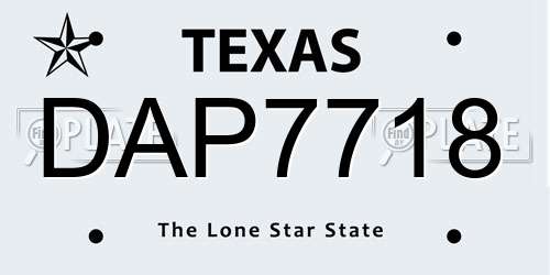 DAP7718 Texas License Plate