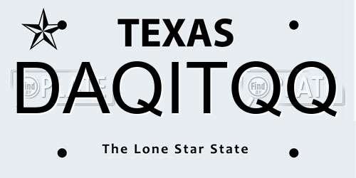 DAQITQQ Texas License Plate