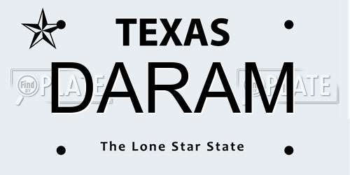 DARAM Texas License Plate