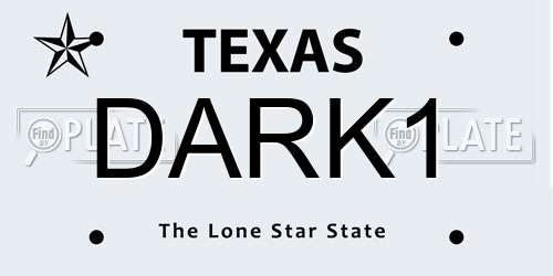 DARK1 Texas License Plate