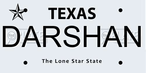 DARSHAN Texas License Plate