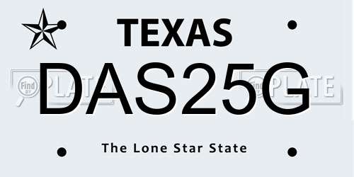 DAS25G Texas License Plate