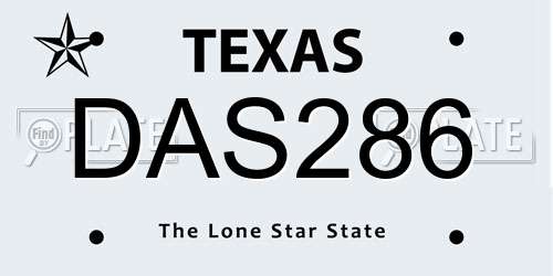 DAS286 Texas License Plate