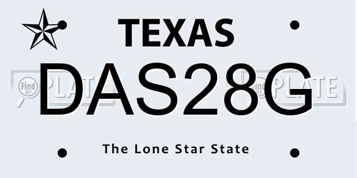 DAS28G Texas License Plate
