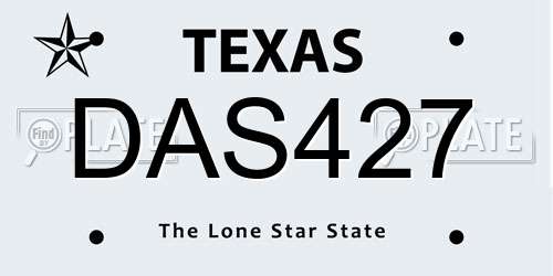 DAS427 Texas License Plate