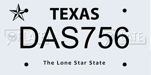 DAS756 Texas License Plate