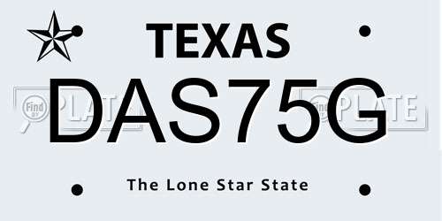 DAS75G Texas License Plate