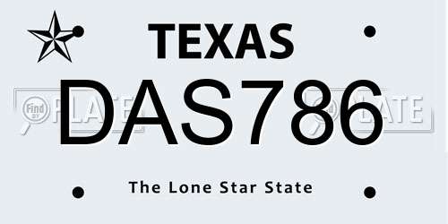 DAS786 Texas License Plate