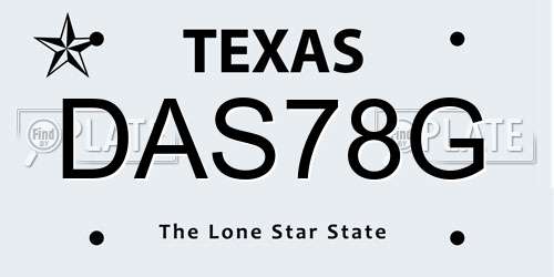DAS78G Texas License Plate