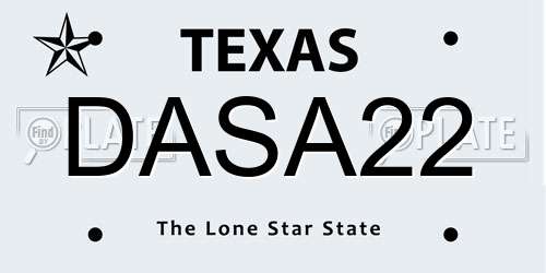 DASA22 Texas License Plate