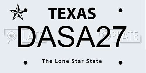 DASA27 Texas License Plate