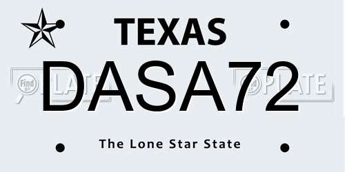 DASA72 Texas License Plate