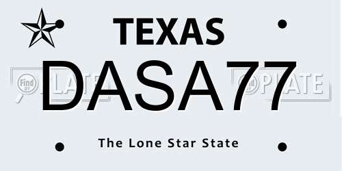 DASA77 Texas License Plate